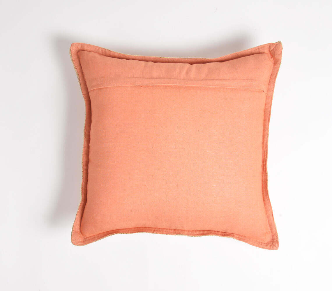 Coral Jute Border Cushion cover