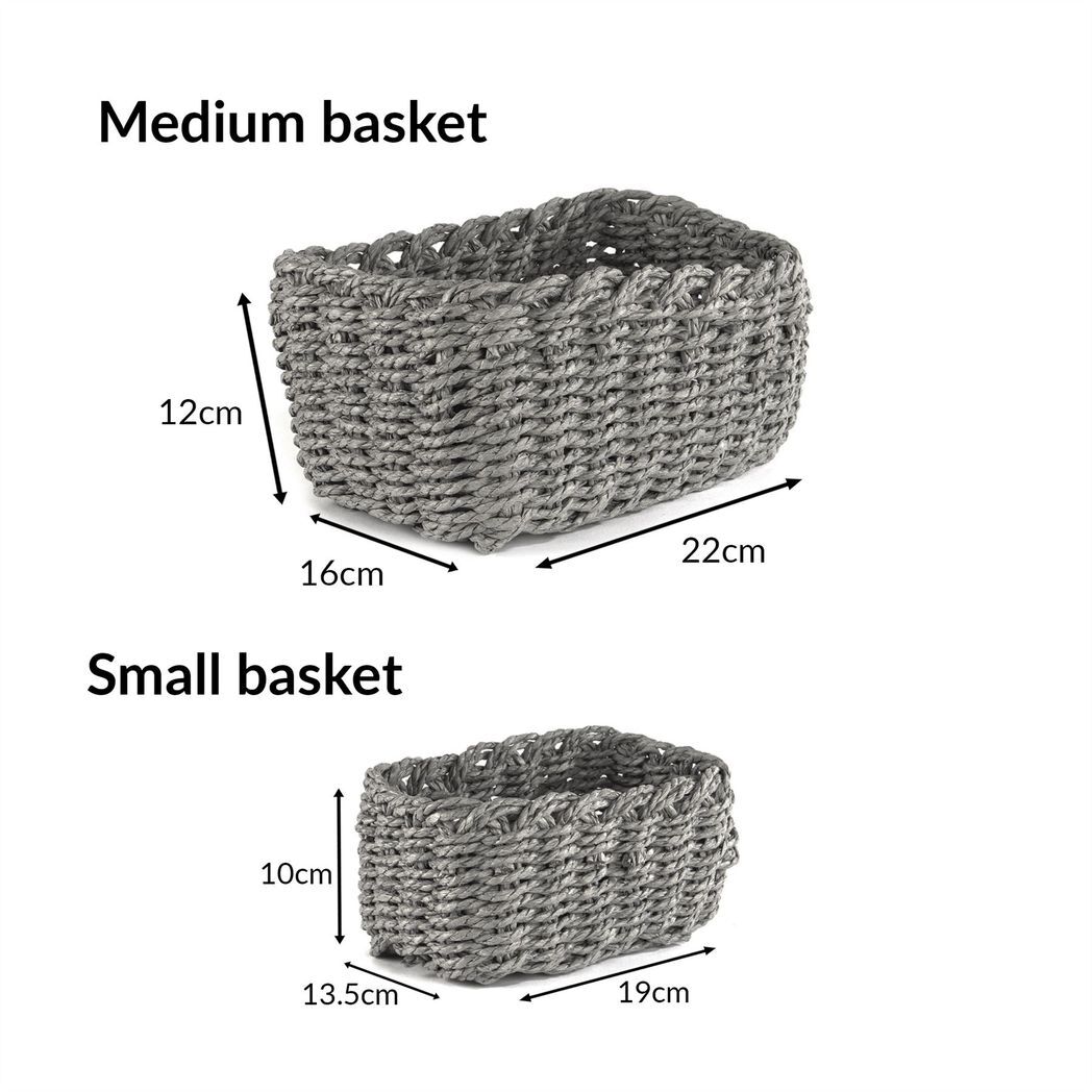 Woven Rope Storage Baskets - Set of 3 Grey | M&W