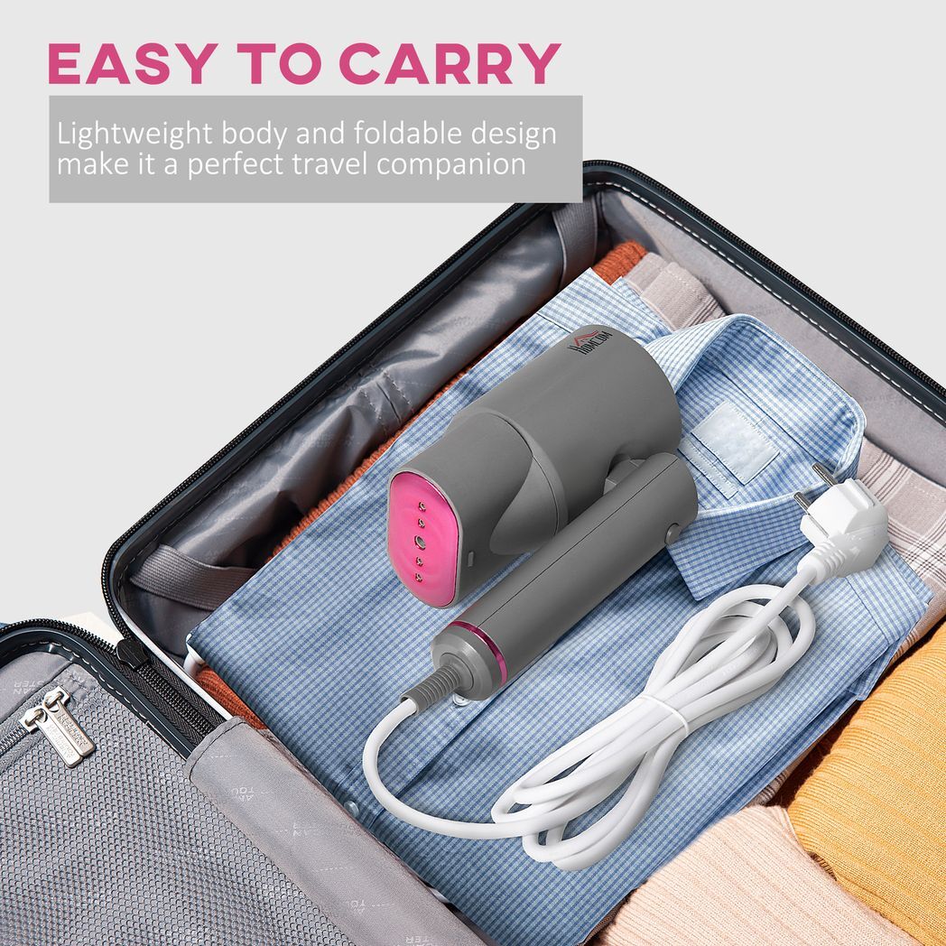 Steamer for Clothes Portable Travel Handheld Fabric Steamer 1500W, Grey