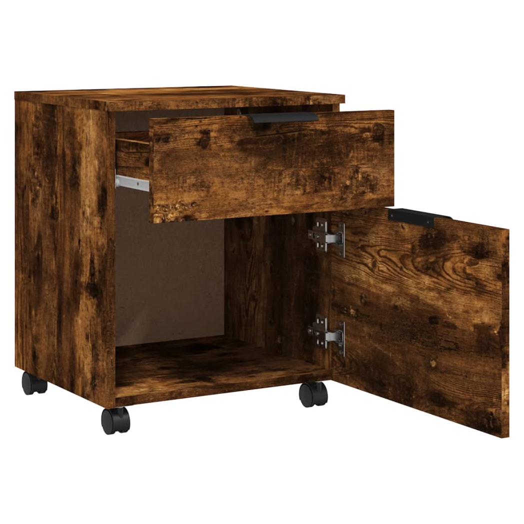 Mobile File Cabinet with Wheels Smoked Oak 45x38x54 cm Engineered Wood