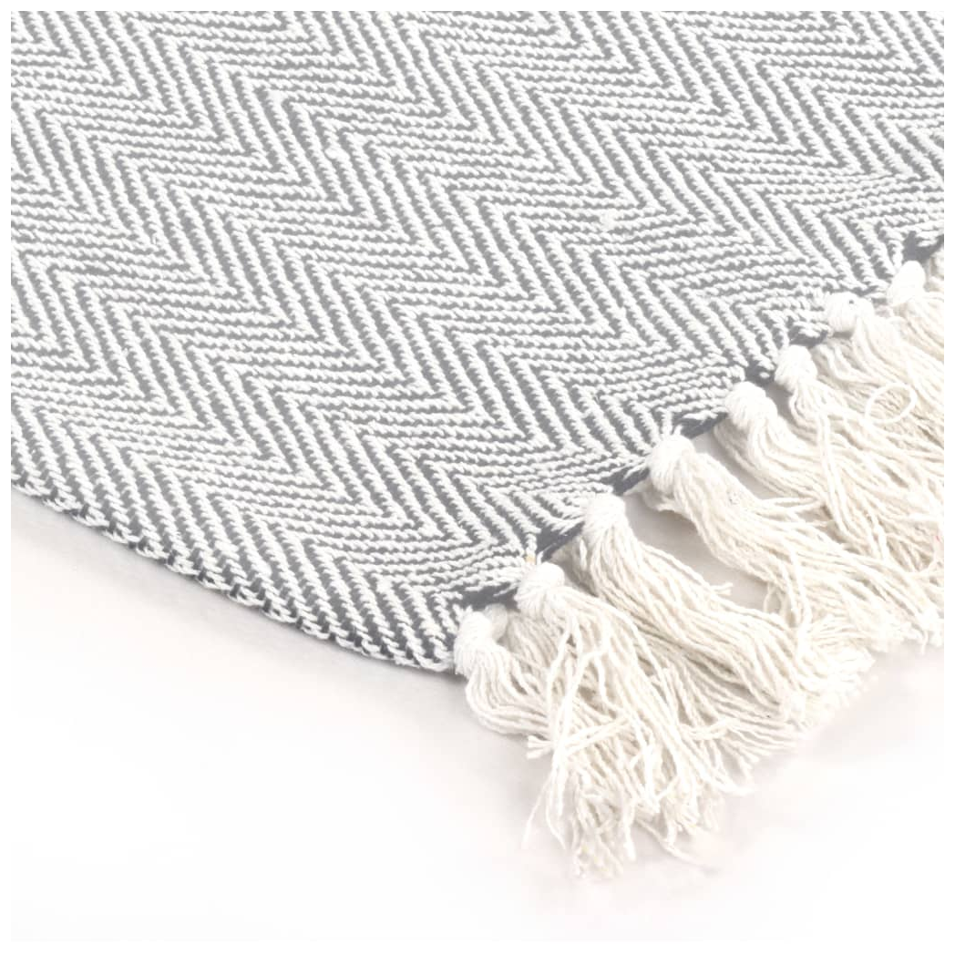 Throw Cotton Herringbone 125x150 cm Grey