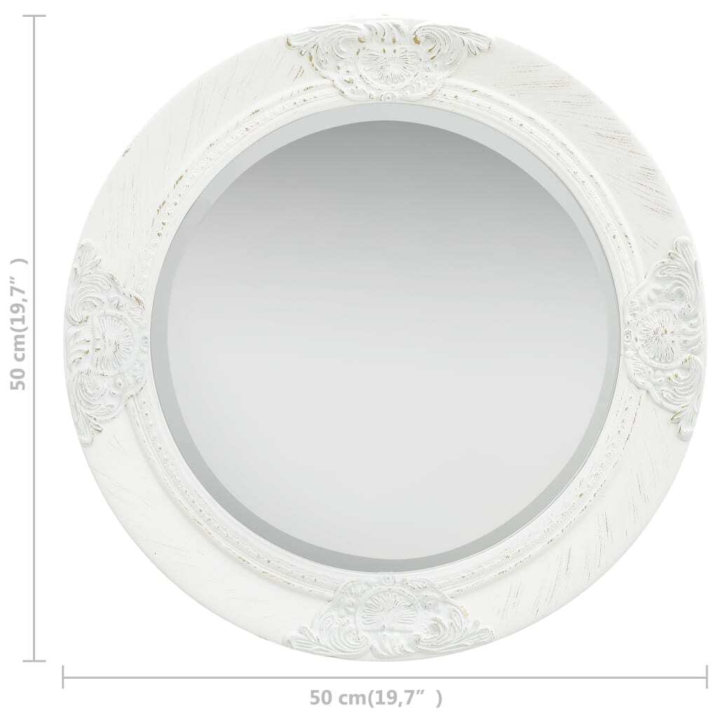 Wall Mirror Baroque Style 50 cm White