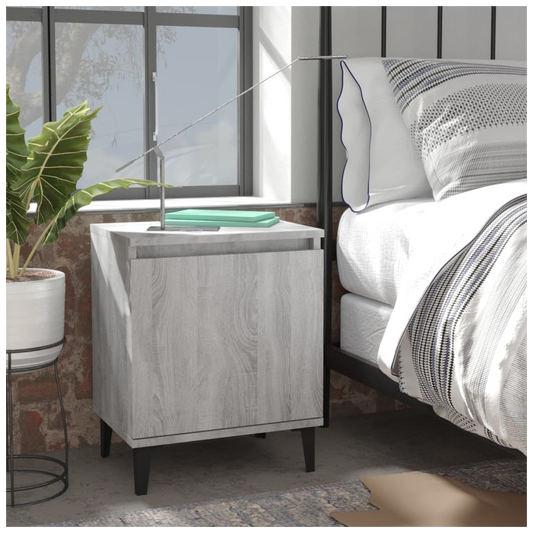 Bed Cabinets with Metal Legs 2 pcs Grey Sonoma 40x30x50 cm