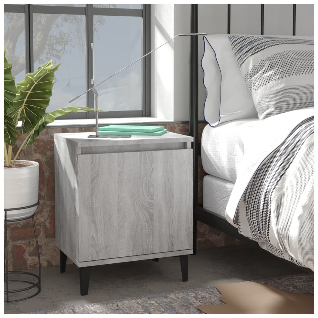 Bed Cabinets with Metal Legs 2 pcs Grey Sonoma 40x30x50 cm