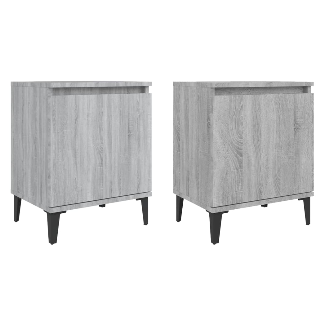 Bed Cabinets with Metal Legs 2 pcs Grey Sonoma 40x30x50 cm