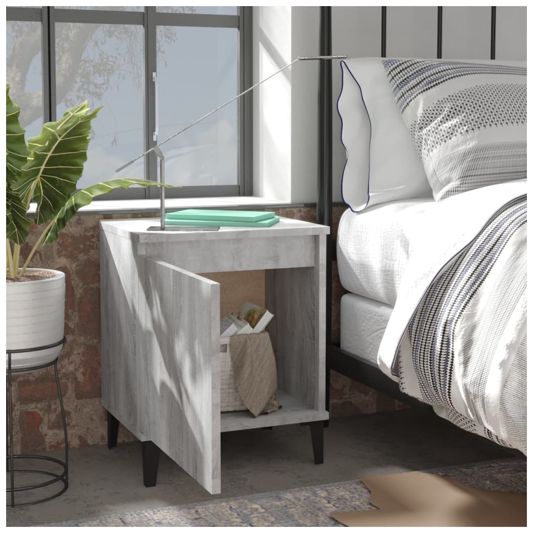 Bed Cabinets with Metal Legs 2 pcs Grey Sonoma 40x30x50 cm