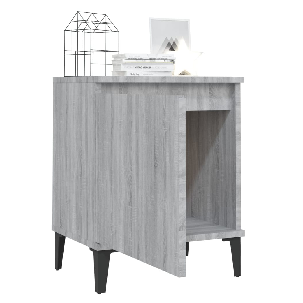 Bed Cabinets with Metal Legs 2 pcs Grey Sonoma 40x30x50 cm