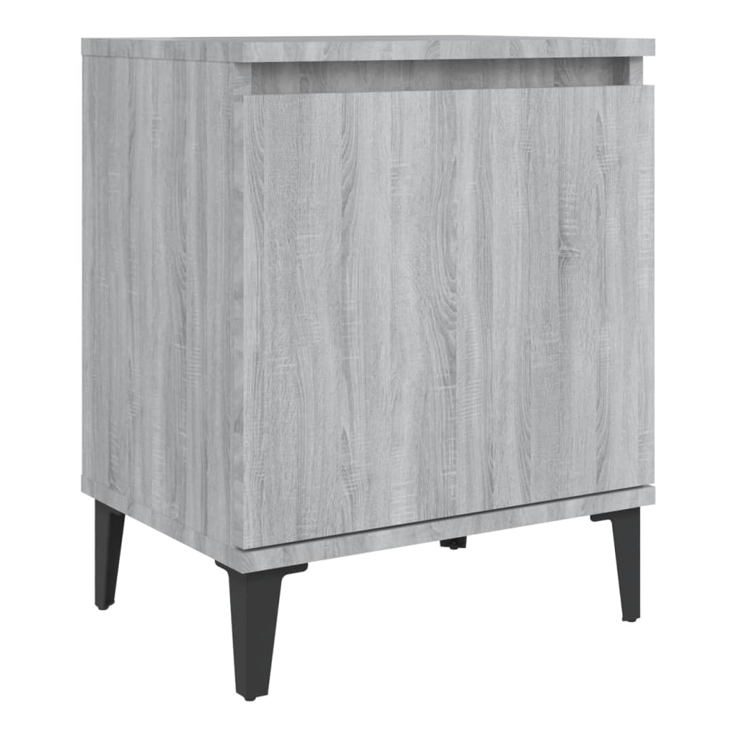 Bed Cabinets with Metal Legs 2 pcs Grey Sonoma 40x30x50 cm