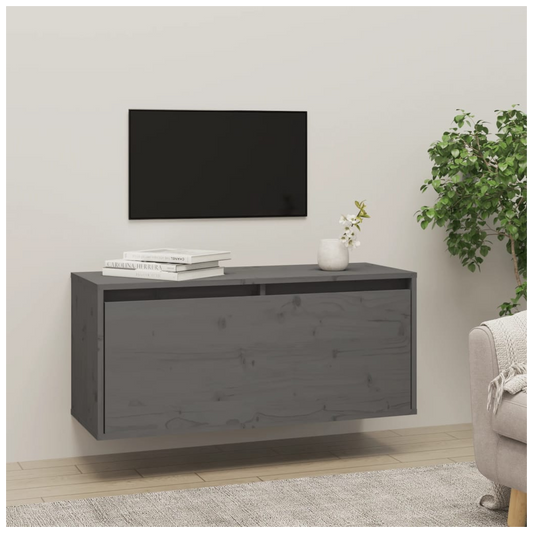 Wall Cabinet Grey 80x30x35 cm Solid Wood Pine