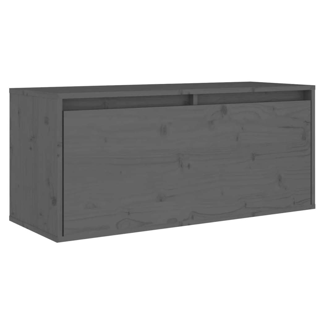 Wall Cabinet Grey 80x30x35 cm Solid Wood Pine