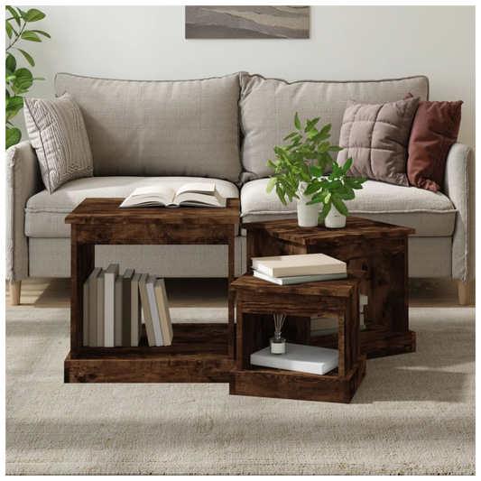 Nesting Tables 3 pcs Smoked Oak Engineered Wood