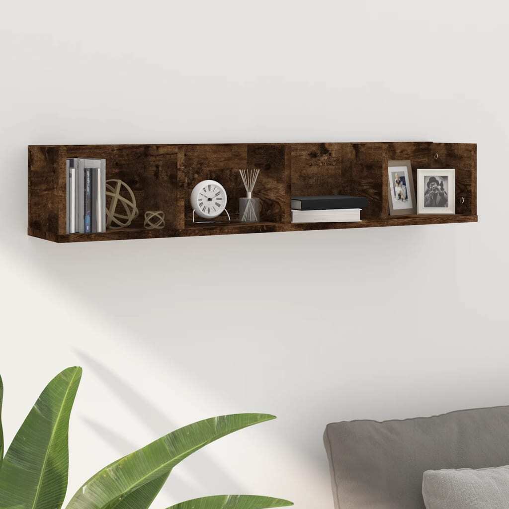 CD Wall Shelf Smoked Oak 100x18x18 cm Engineered Wood