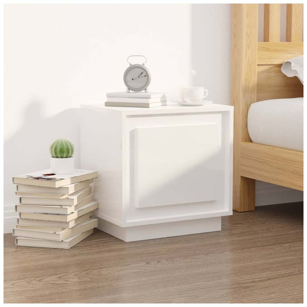 Bedside Cabinet High Gloss White 44x35x45 cm Engineered Wood