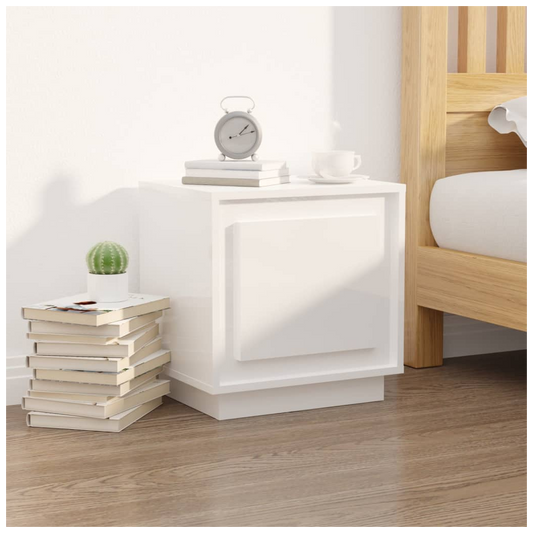 Bedside Cabinet High Gloss White 44x35x45 cm Engineered Wood