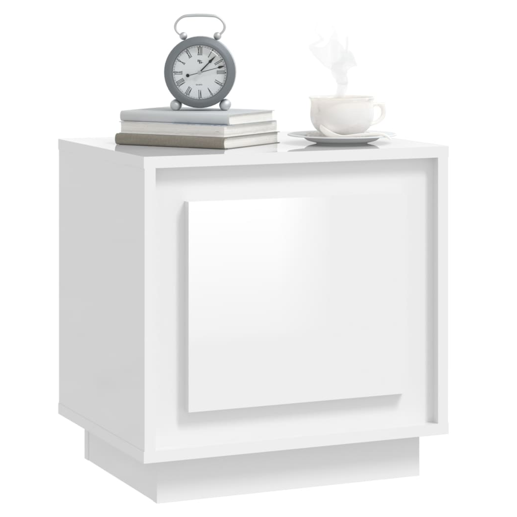 Bedside Cabinet High Gloss White 44x35x45 cm Engineered Wood