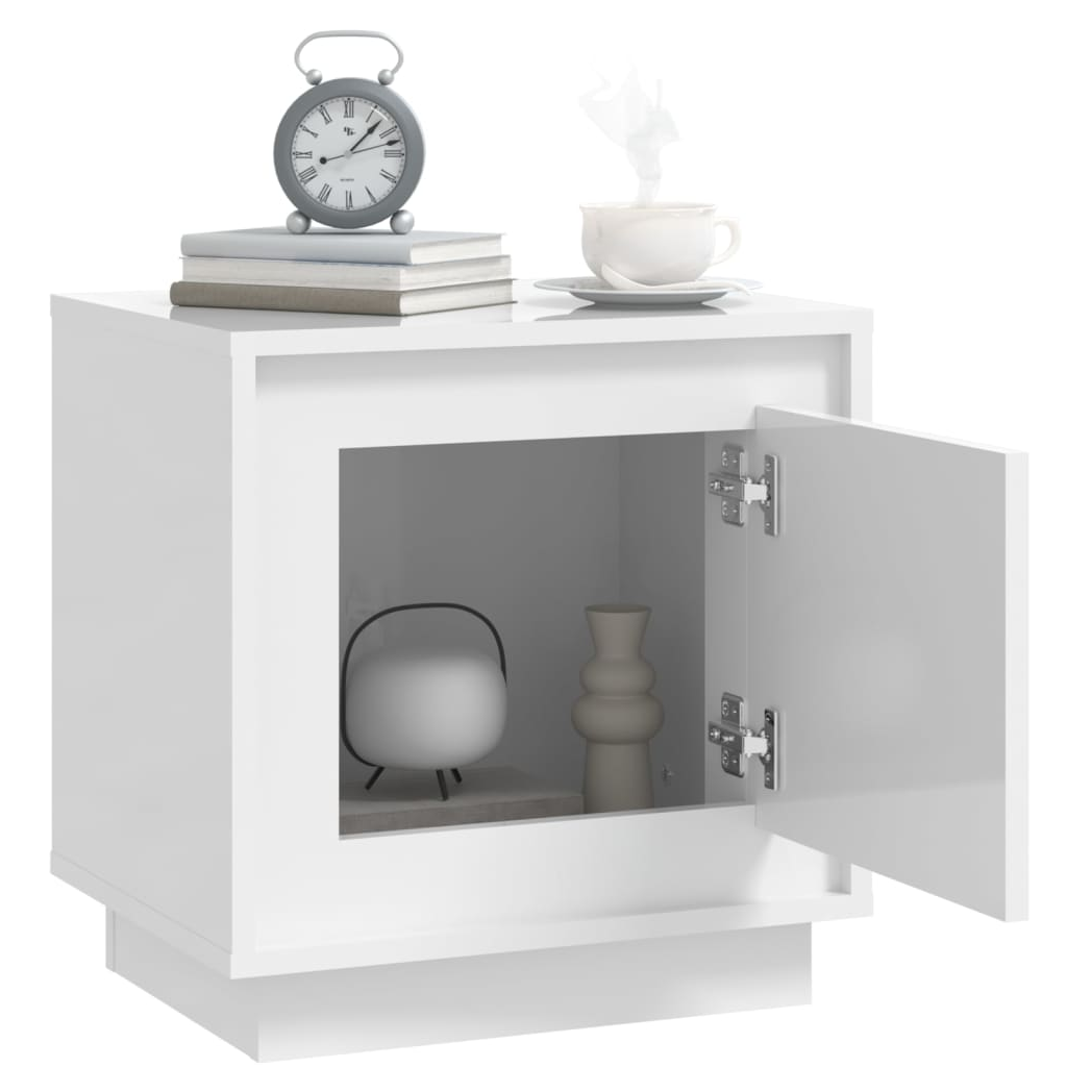 Bedside Cabinet High Gloss White 44x35x45 cm Engineered Wood