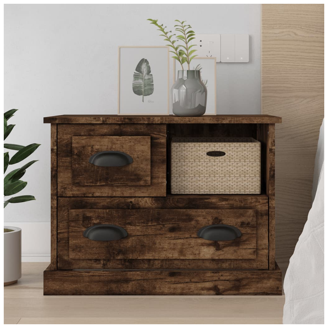 Bedside Cabinet Smoked Oak 60x39x45 cm