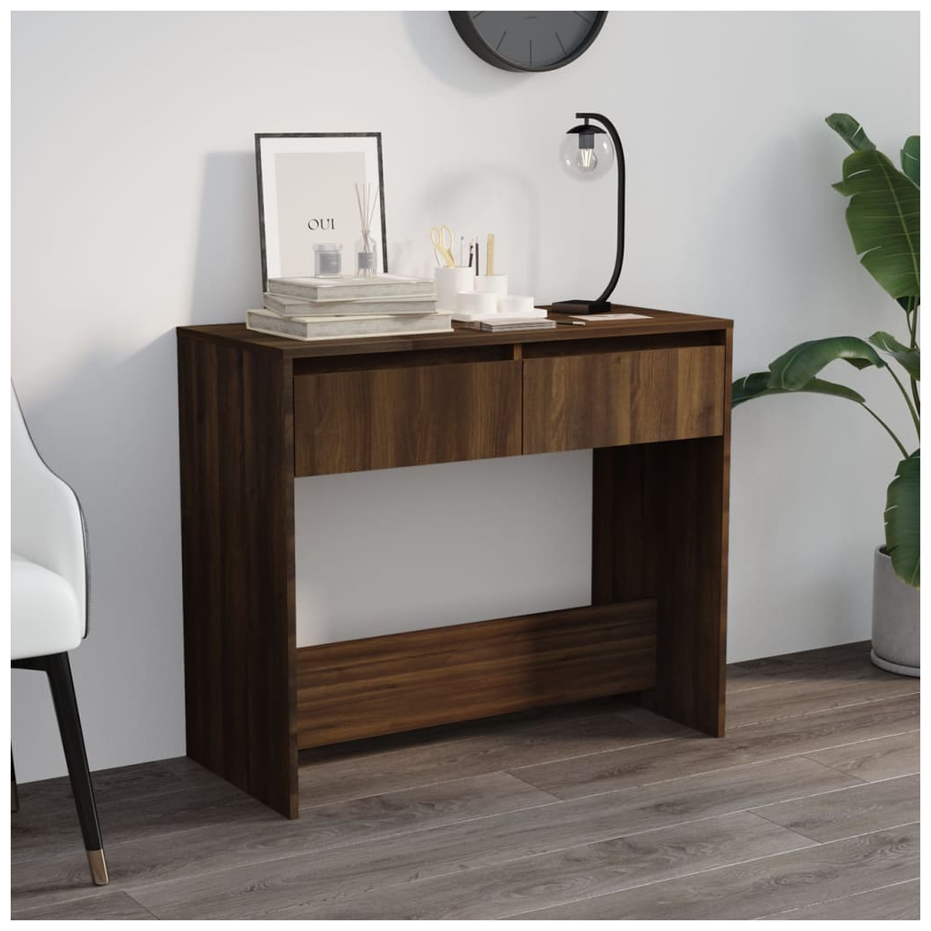 Console Table Brown Oak 89x41x76.5 cm Engineered Wood