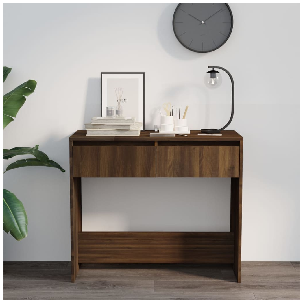 Console Table Brown Oak 89x41x76.5 cm Engineered Wood