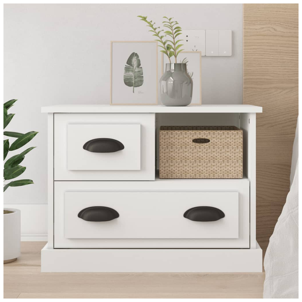 Bedside Cabinet White 60x39x45 cm