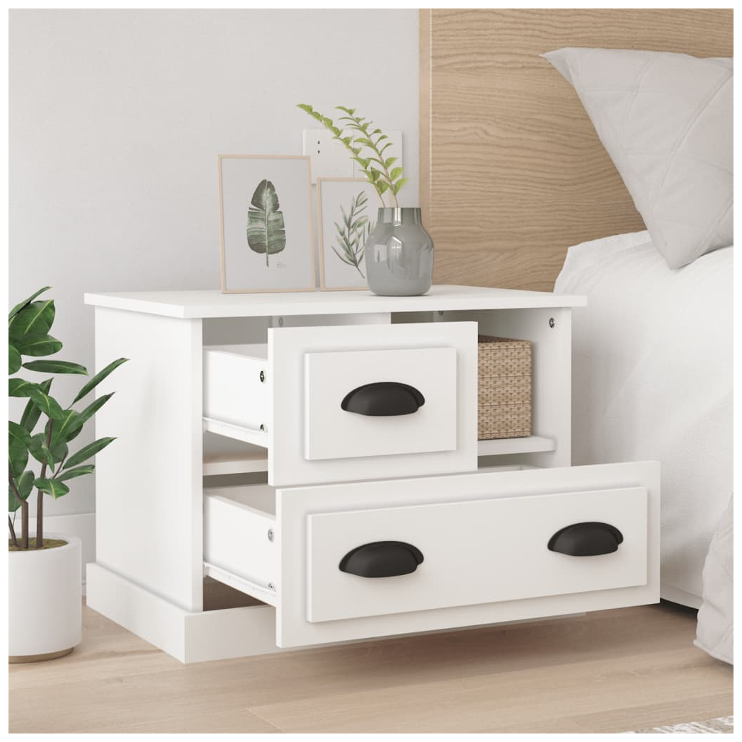 Bedside Cabinet White 60x39x45 cm