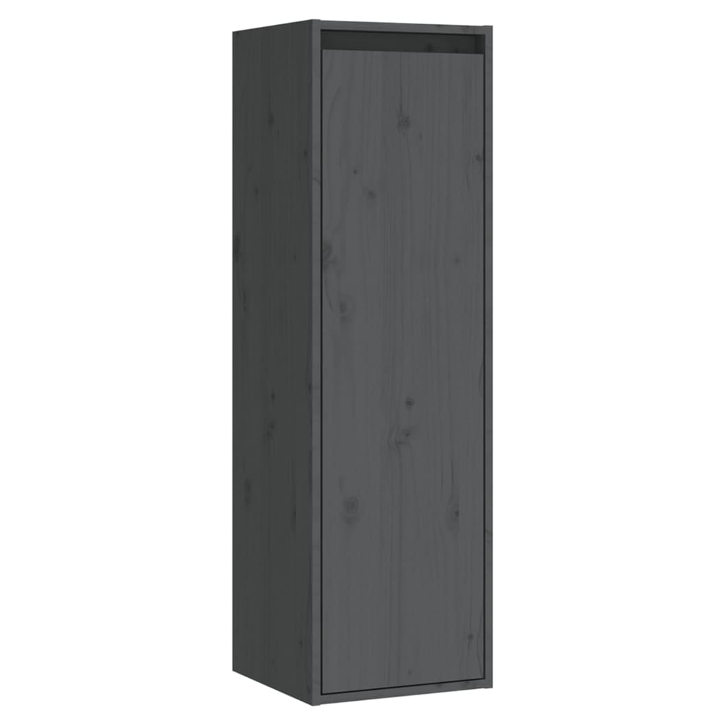 Wall Cabinet Grey 30x30x100 cm Solid Pinewood