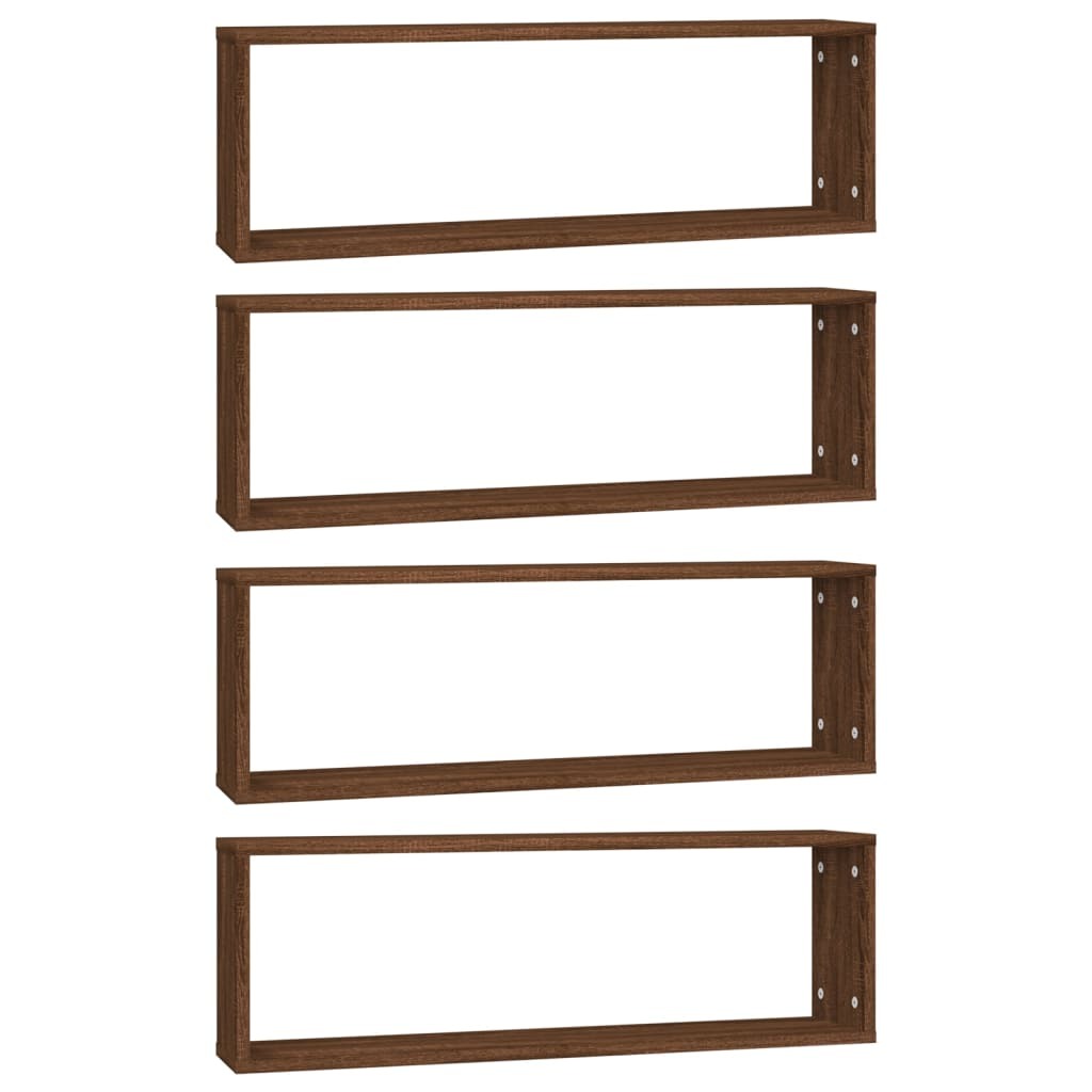 Wall Cube Shelves 4 pcs Brown Oak 80x15x26.5 cm Engineered Wood