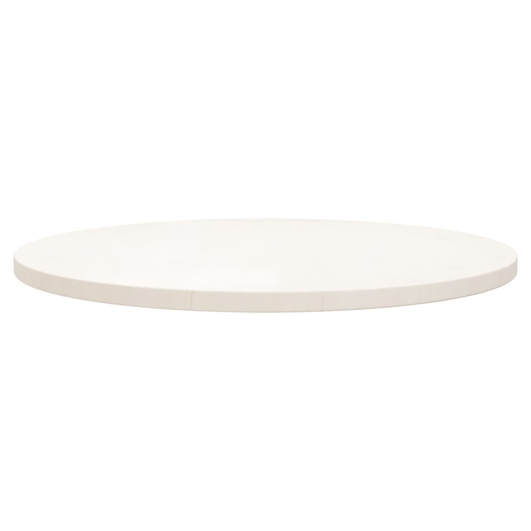 Table Top White ?70x2.5 cm Solid Wood Pine