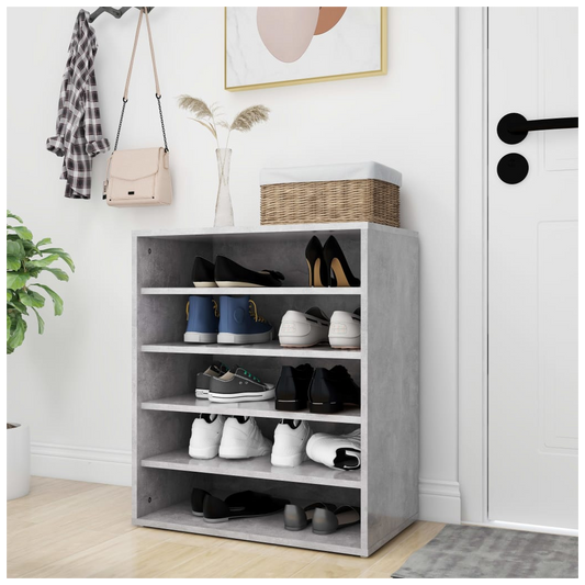 Shoe Cabinet Concrete Grey 60x35x70 cm Engineered Wood