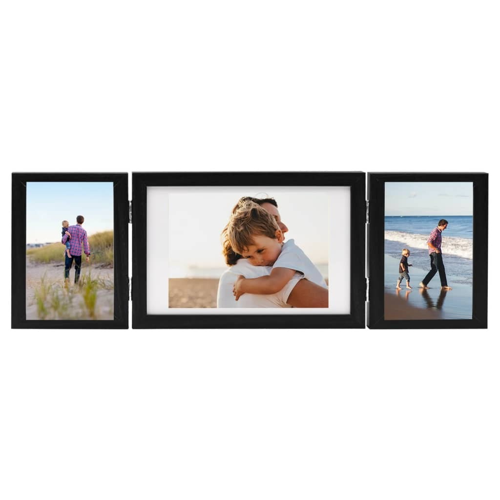 Trifold Photo Frame Collage Black 28x18 cm+2x