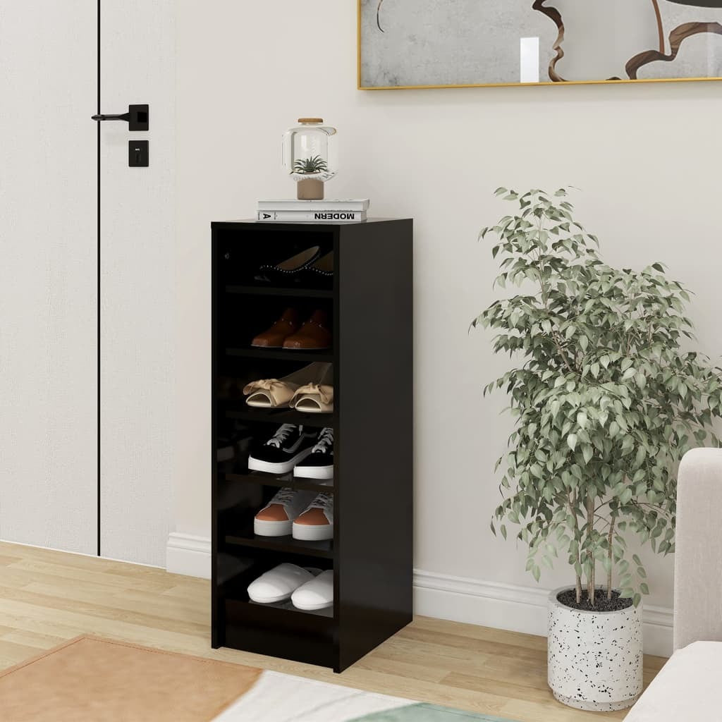 Shoe Cabinet Black 31.5x35x90 cm Engineered Wood