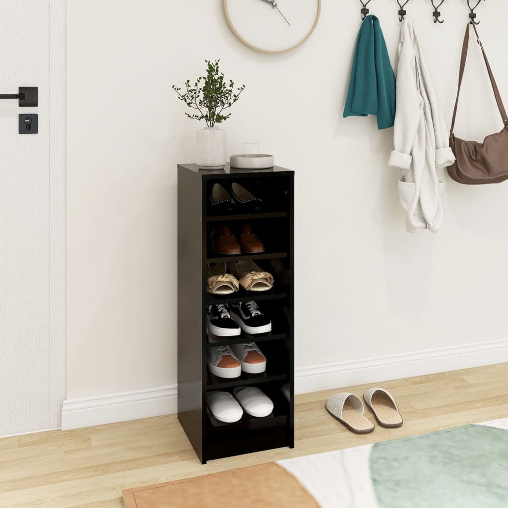 Shoe Cabinet Black 31.5x35x90 cm Engineered Wood