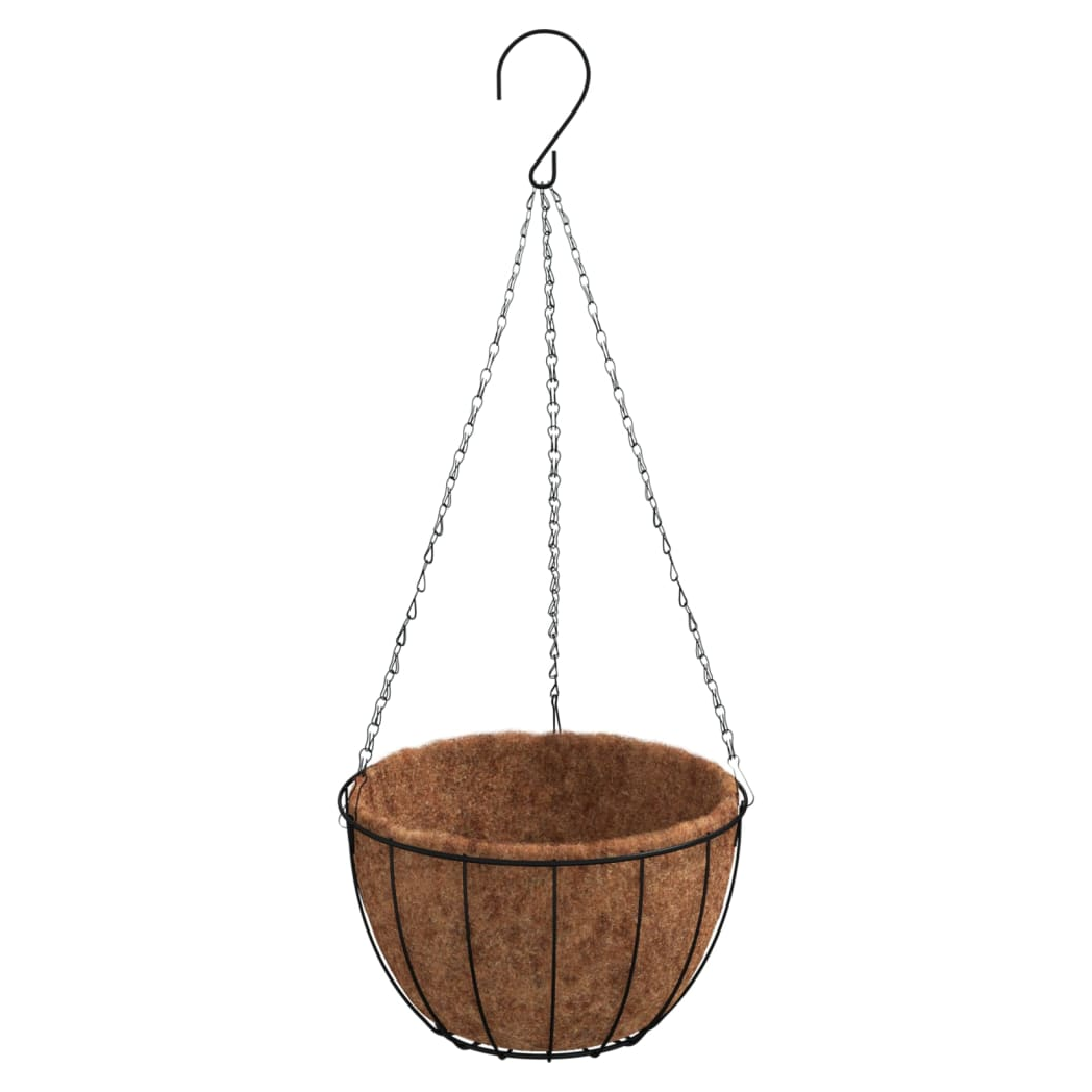 Hanging Planters 4 pcs with Coco Liners Black  35x52 cm Steel