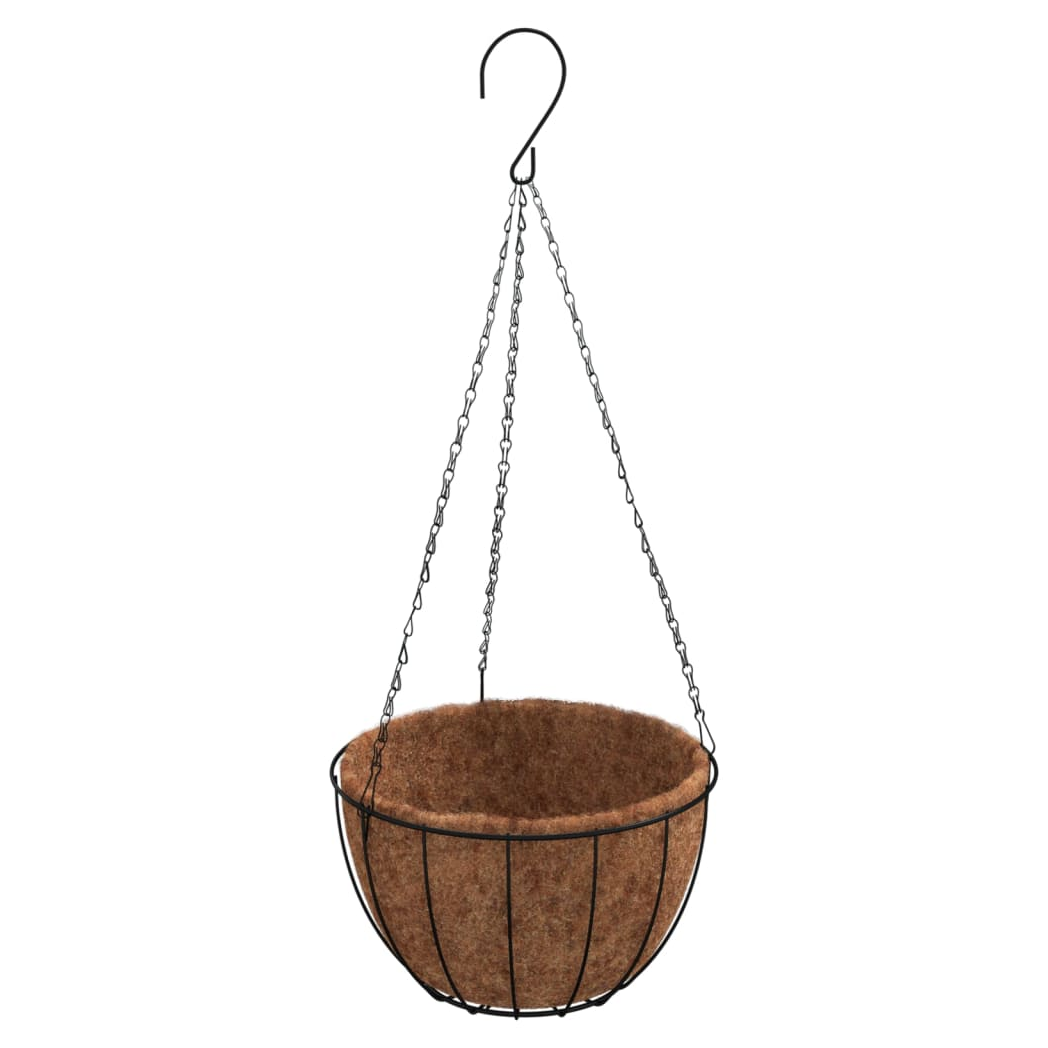 Hanging Planters 4 pcs with Coco Liners Black  35x52 cm Steel