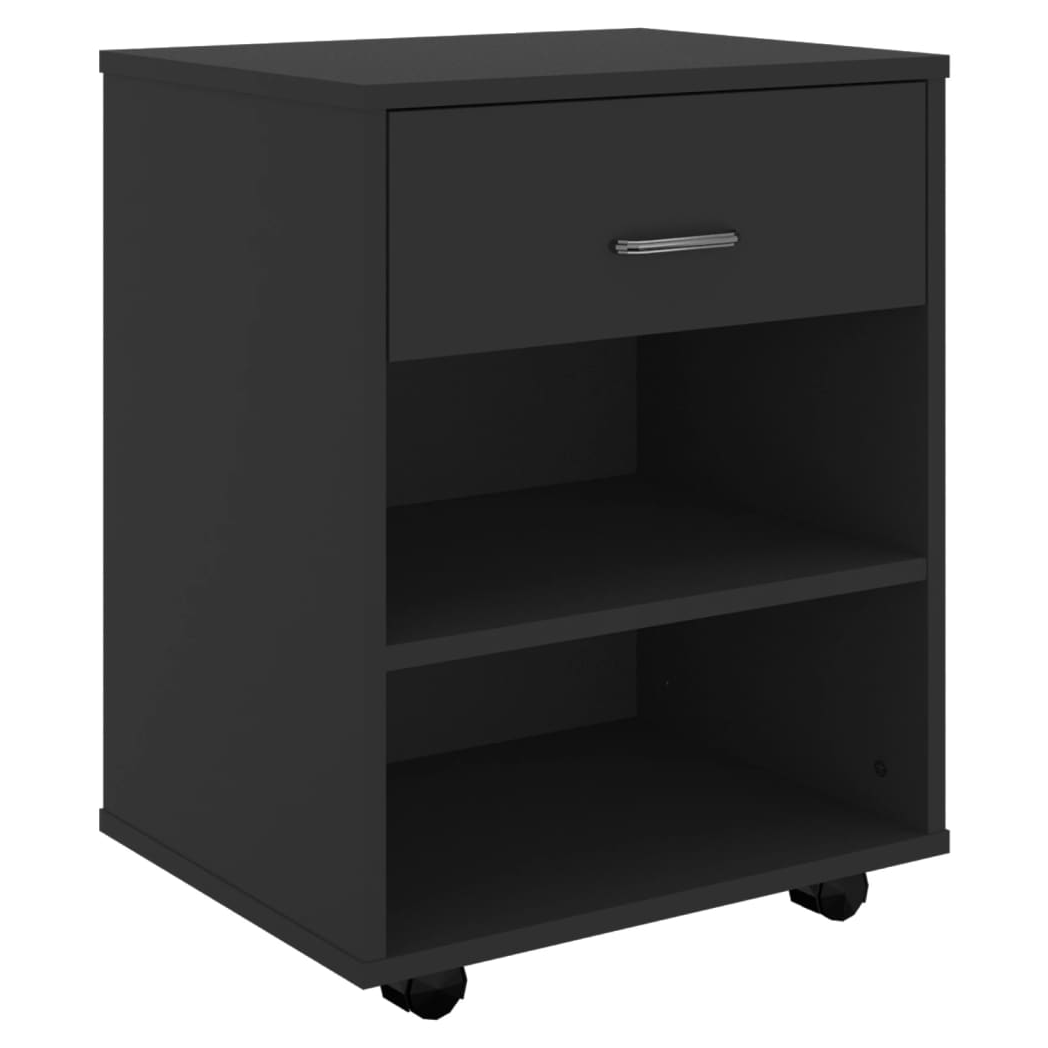 Rolling Cabinet Black 46x36x59 cm Engineered Wood