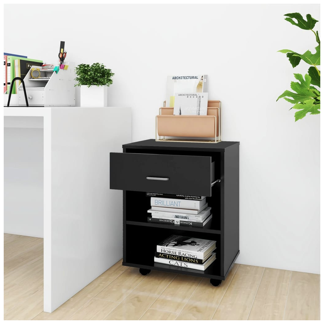 Rolling Cabinet Black 46x36x59 cm Engineered Wood