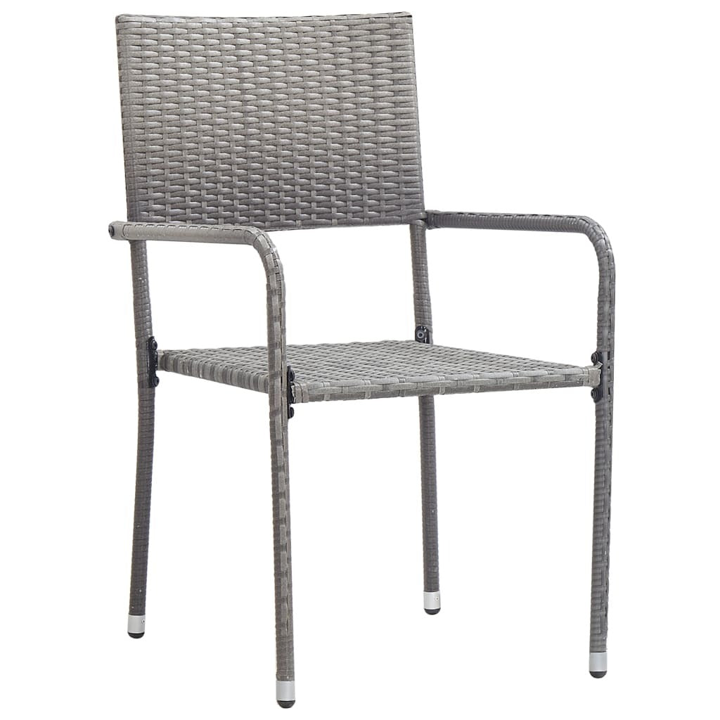 Outdoor Dining Chairs 2 pcs Poly Rattan Grey