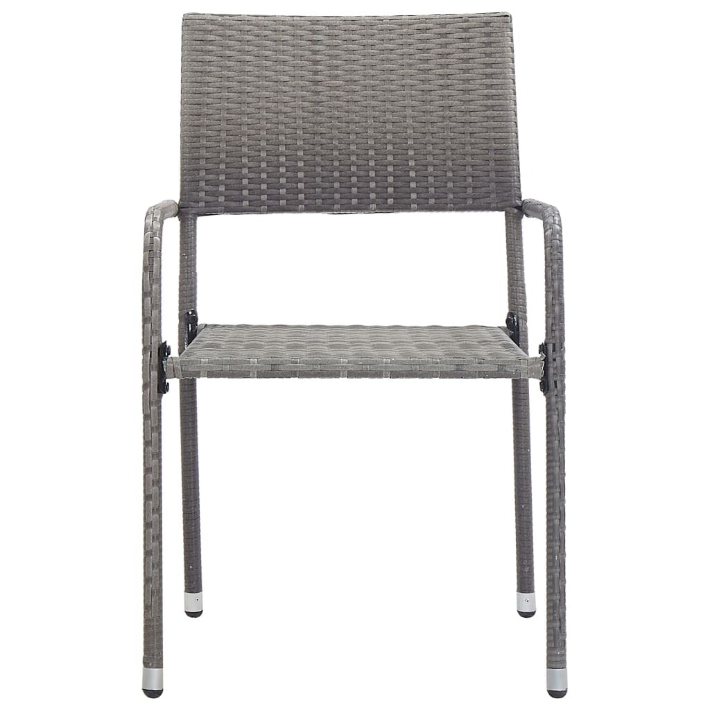 Outdoor Dining Chairs 2 pcs Poly Rattan Grey