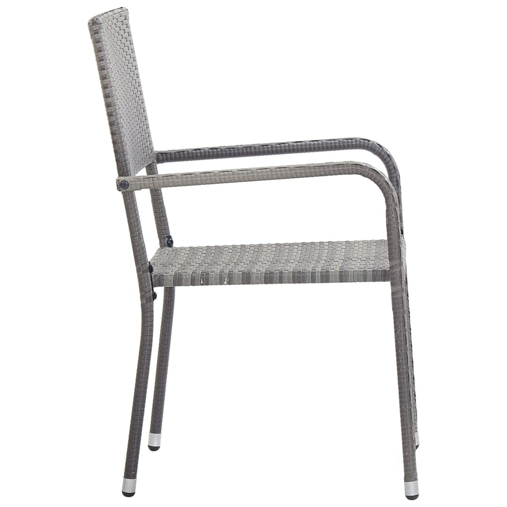 Outdoor Dining Chairs 2 pcs Poly Rattan Grey