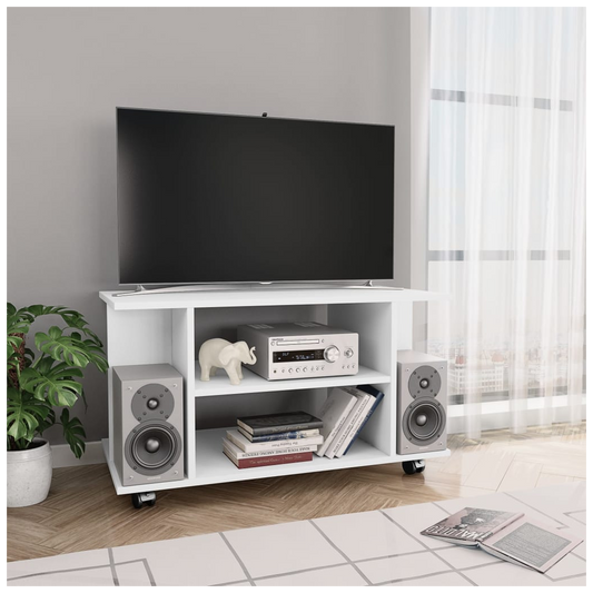 TV Cabinet with Castors White 80x40x40 cm Engineered Wood