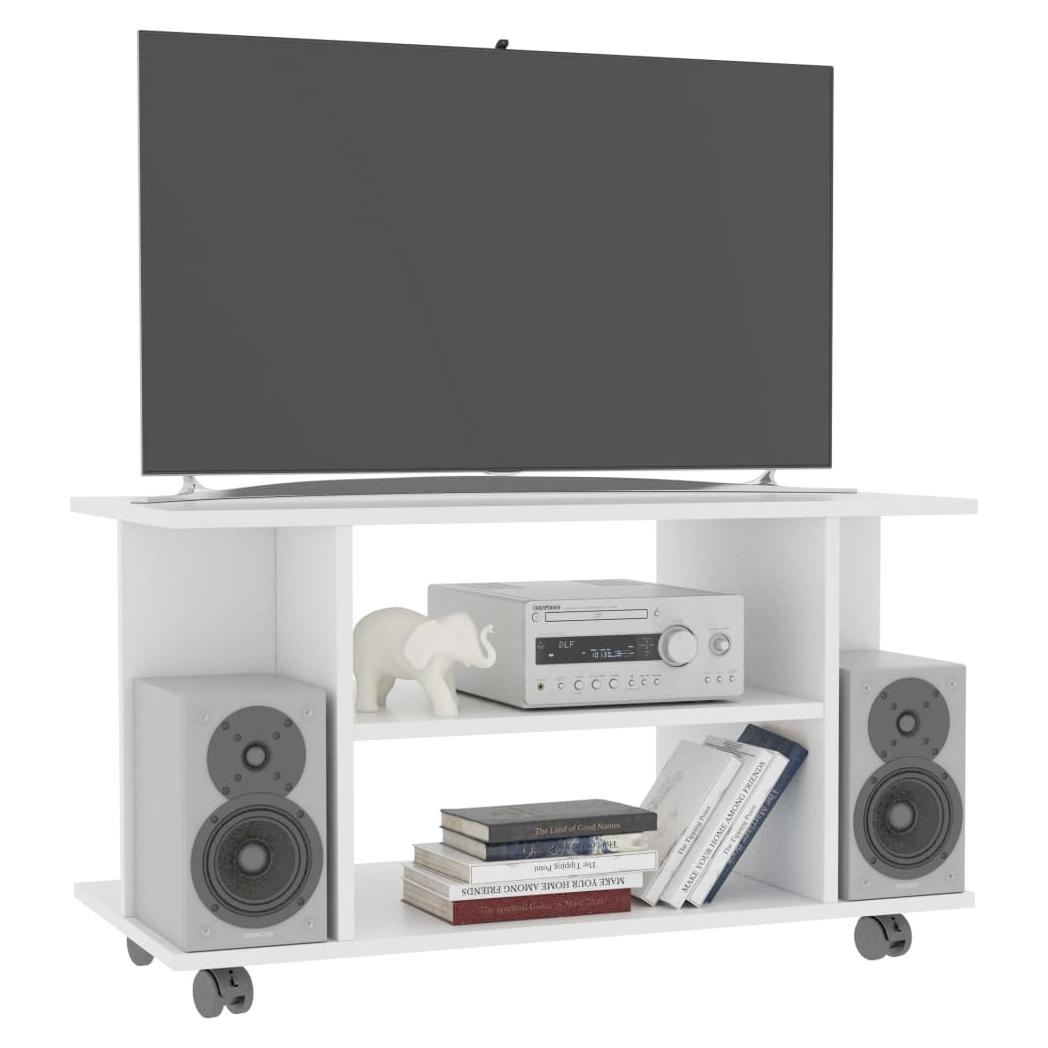 TV Cabinet with Castors White 80x40x40 cm Engineered Wood