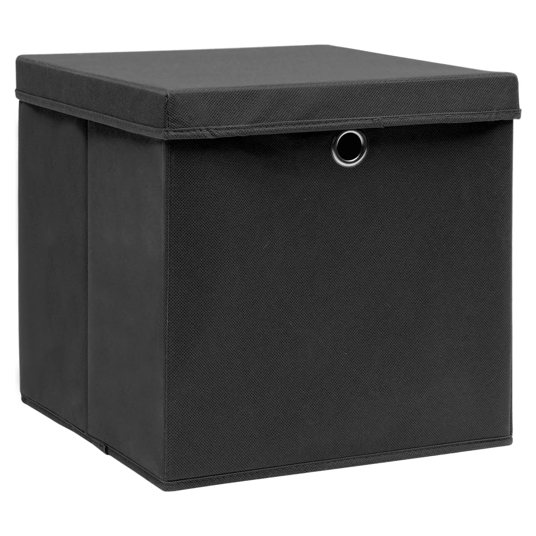 Storage Boxes with Lid 4 pcs Black 32x32x32 cm Fabric