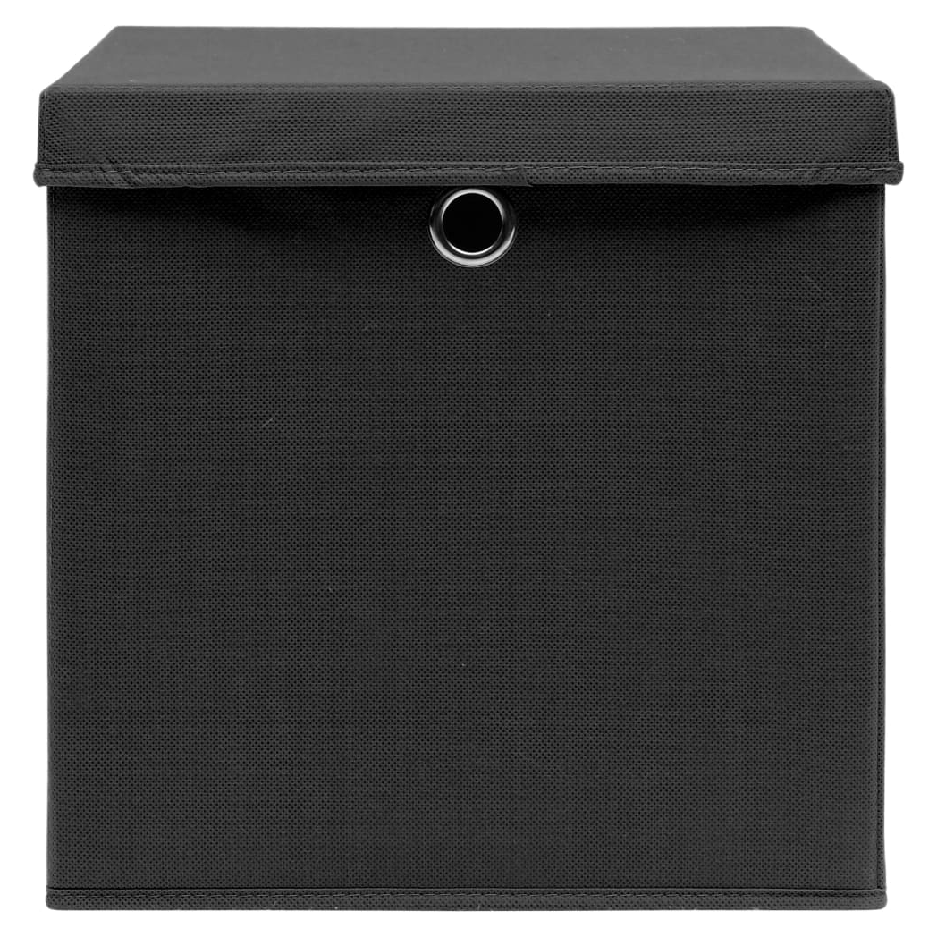 Storage Boxes with Lid 4 pcs Black 32x32x32 cm Fabric