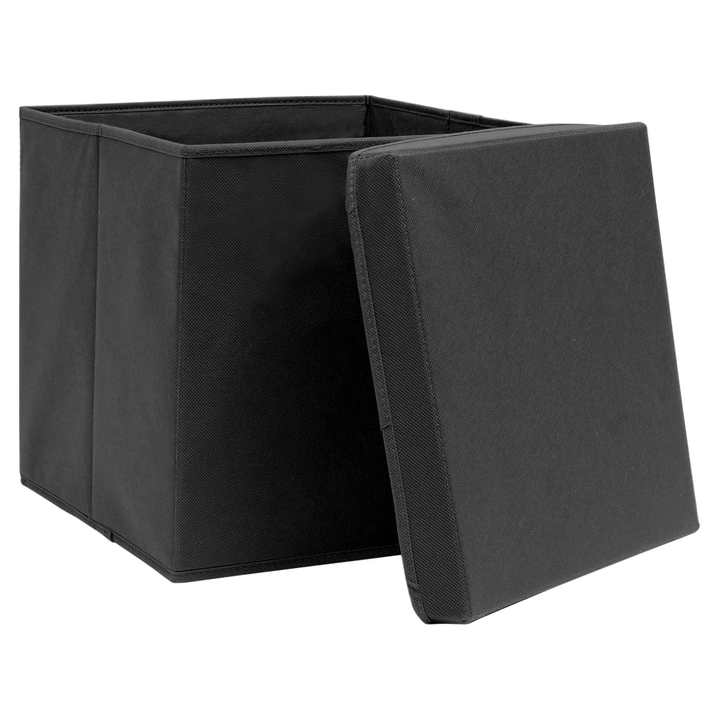 Storage Boxes with Lid 4 pcs Black 32x32x32 cm Fabric