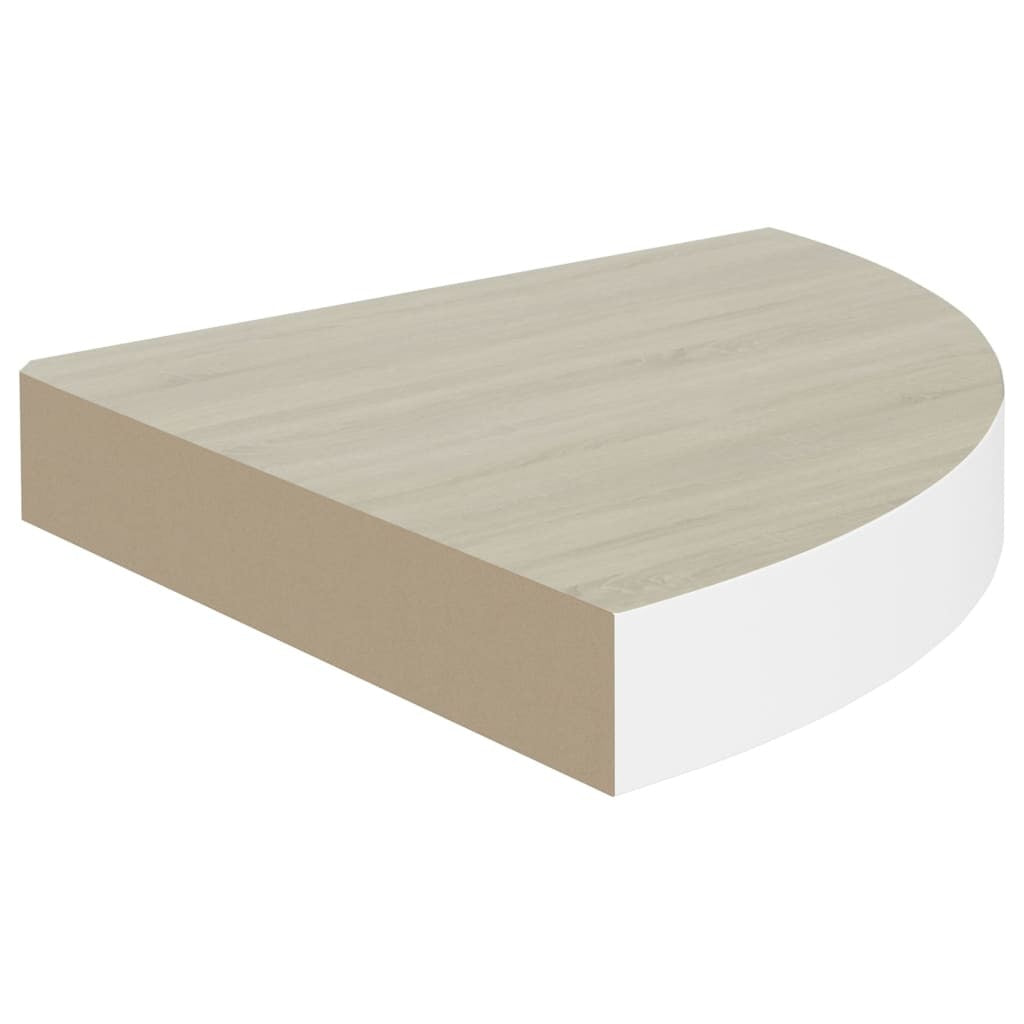 Wall Corner Shelf Oak and White 25x25x3.8 cm MDF