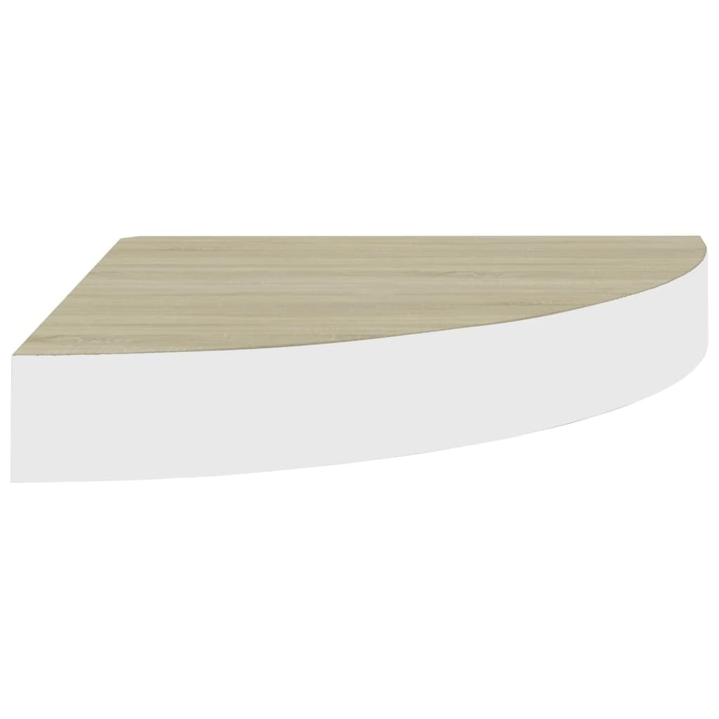 Wall Corner Shelf Oak and White 25x25x3.8 cm MDF