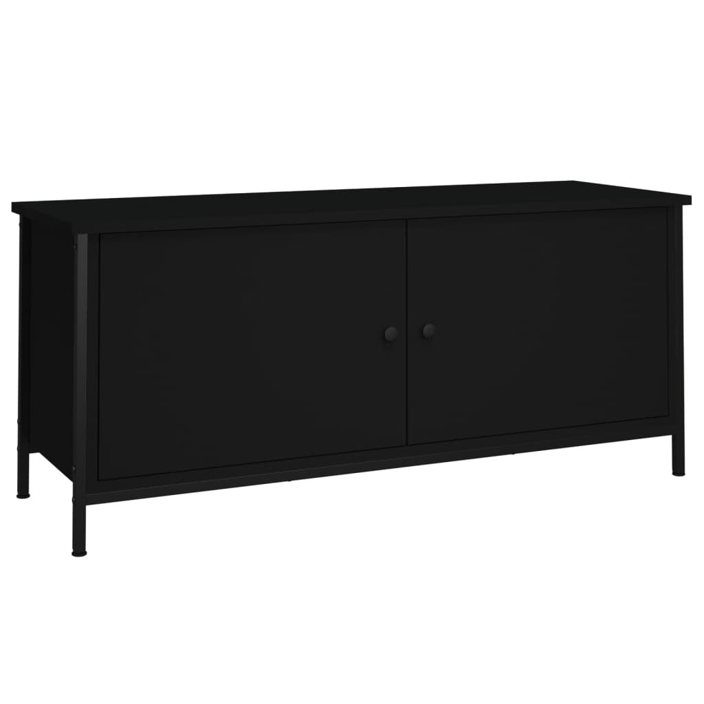 TV Cabinet with Doors Black 102x35x45 cm Engineered Wood