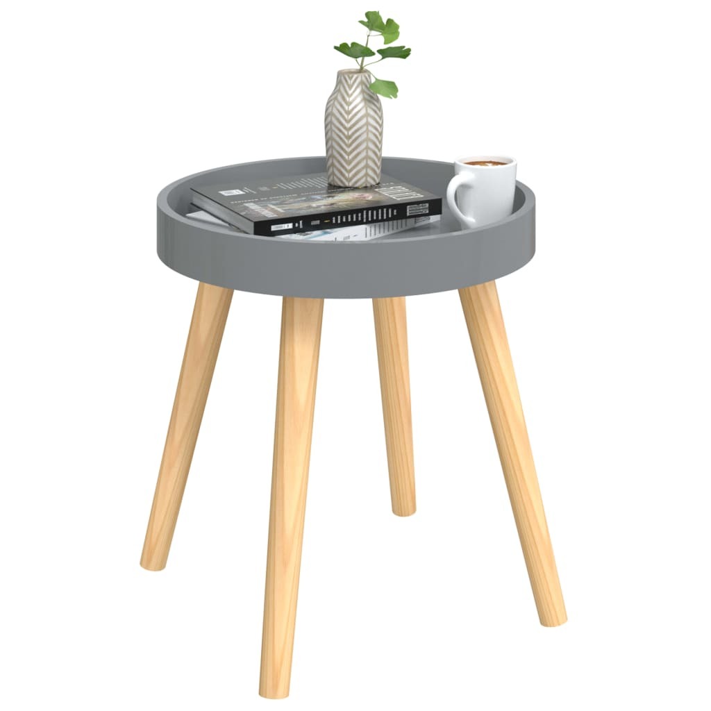 Side Table Grey 38x38x40 cm Engineered Wood&Solid Wood Pine