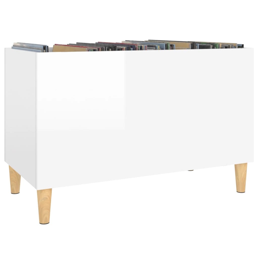 Record Cabinet High Gloss White 74.5x38x48 cm Engineered Wood