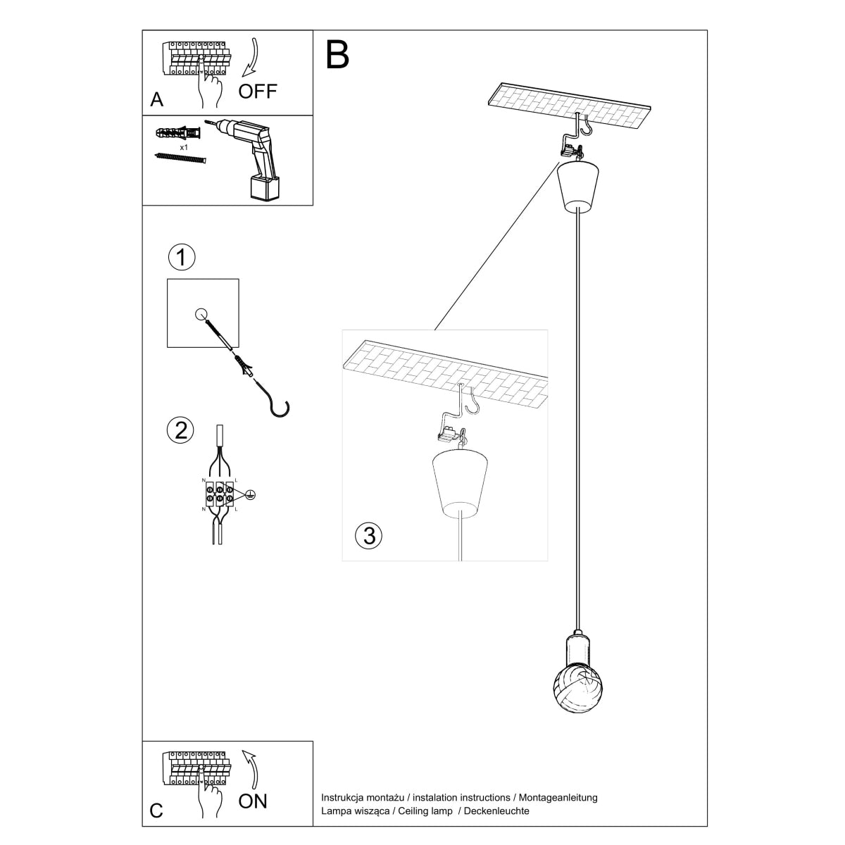 Pendant lamp PVC Diego modern Design E27